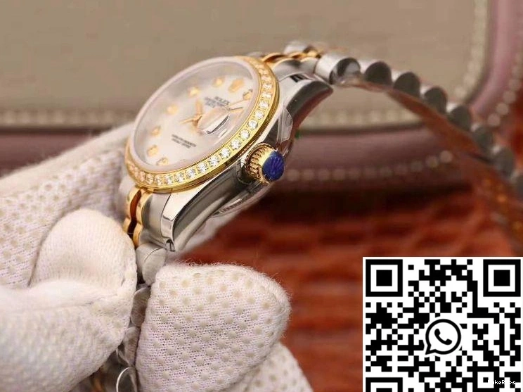 18K Dial Gold 28MM Datejust Silver Lady Rolex Yellow 1123